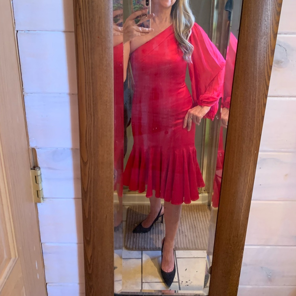 Karen Millen Red One-Shoulder Dress